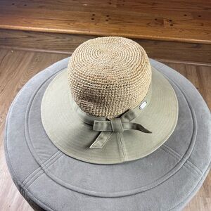 Columbia Straw Sun Hat Women’s One Size Wide Brim Raffia Bow